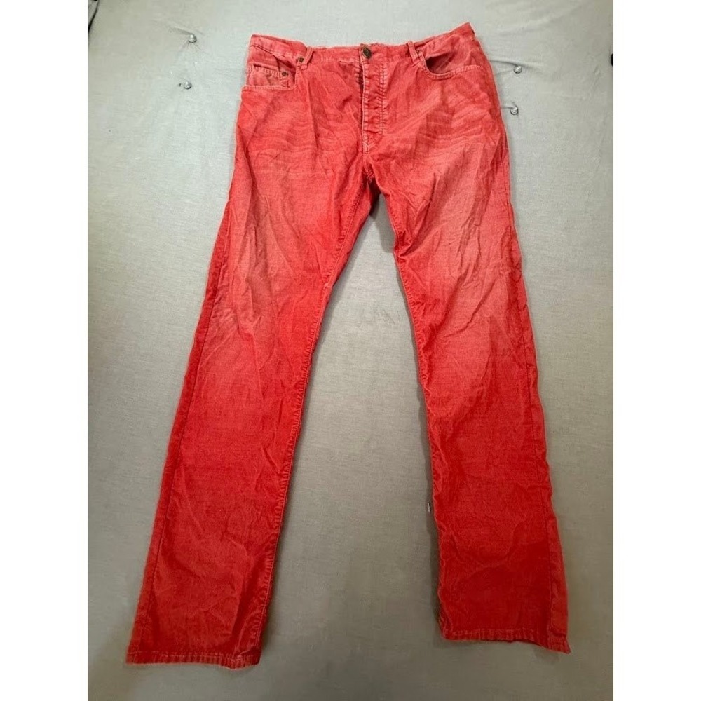 True Religion Mens Red Washed Corduroy Straight‎ Leg Casual Pants Size 36x32.